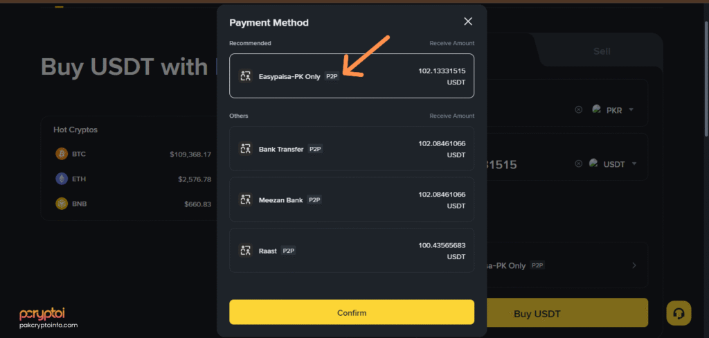 how to buy usdt using laptop in pakistan