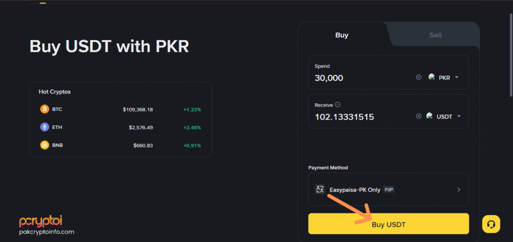 how to buy usdt using laptop in pakistan
