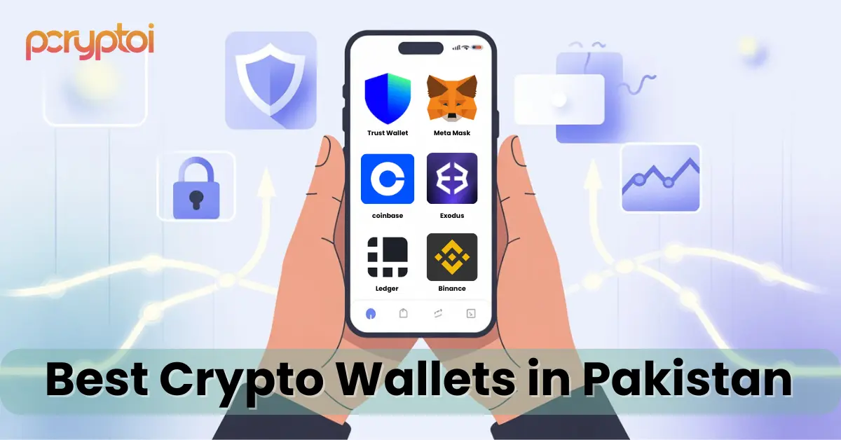In mobile phone screen different crypto wallets icon shown and representing Best Crypto Wallets in Pakistan 